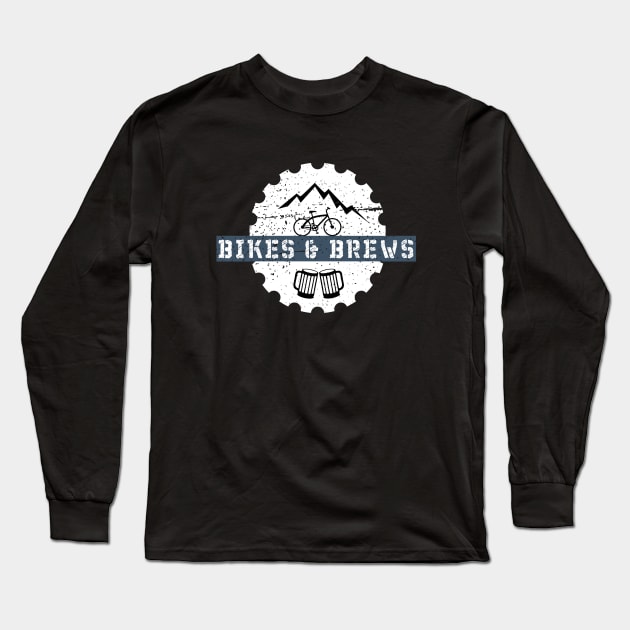 Bikes and Brews Long Sleeve T-Shirt by TriHarder12